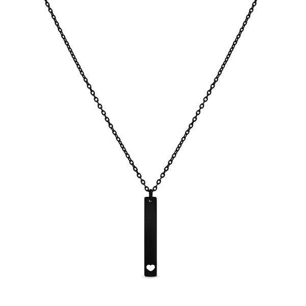 Heart Cutout Vertical Stainless Steel Bar Necklace / SBB0160