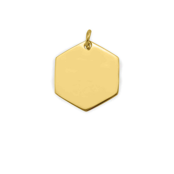 18K Gold PVD Coated Stainless Steel Blank Hexagon Pendant / SBB0235