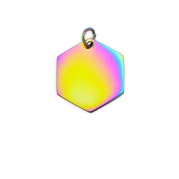 Rainbow Stainless Steel Blank Hexagon Pendant / SBB0236