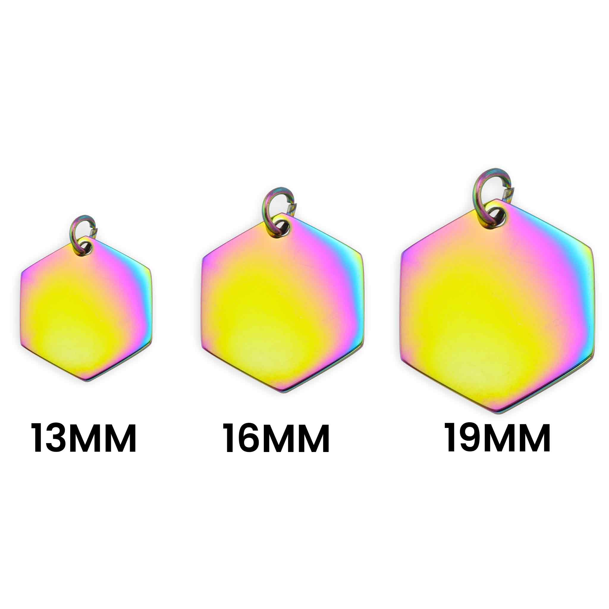 Rainbow Stainless Steel Blank Hexagon Pendant / SBB0236