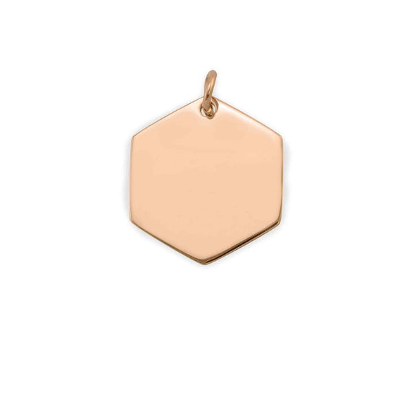 18K Rose Gold PVD Coated Stainless Steel Blank Hexagon Pendant / SBB0237