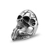 Polished Bearded Skull Stainless Steel Ring / SCR1003