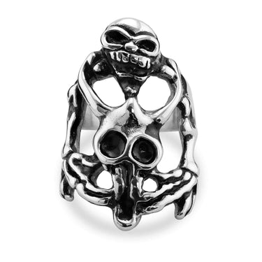 Polierter Schädel Edelstahl Ring/SCR2042
