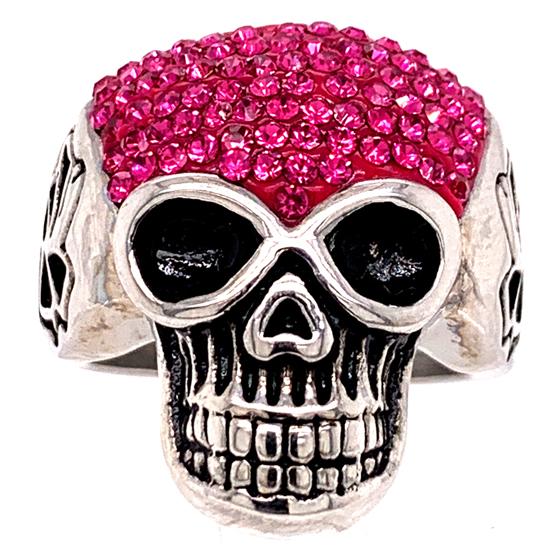Skull With Tiny Purple Accent CZ Stones Stainless Steel Ring / SCR3101