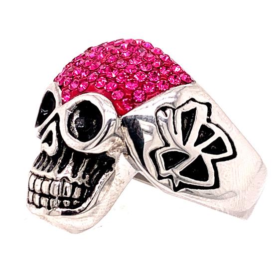 Skull With Tiny Purple Accent CZ Stones Stainless Steel Ring / SCR3101