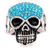 Skull With Tiny Blue Accent CZ Stones Stainless Steel Ring / SCR3102