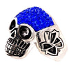 Skull With Tiny Blue Accent CZ Stones Stainless Steel Ring / SCR3104