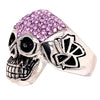 Skull With Tiny Lilac Purple Accent CZ Stones Stainless Steel Ring / SCR3106
