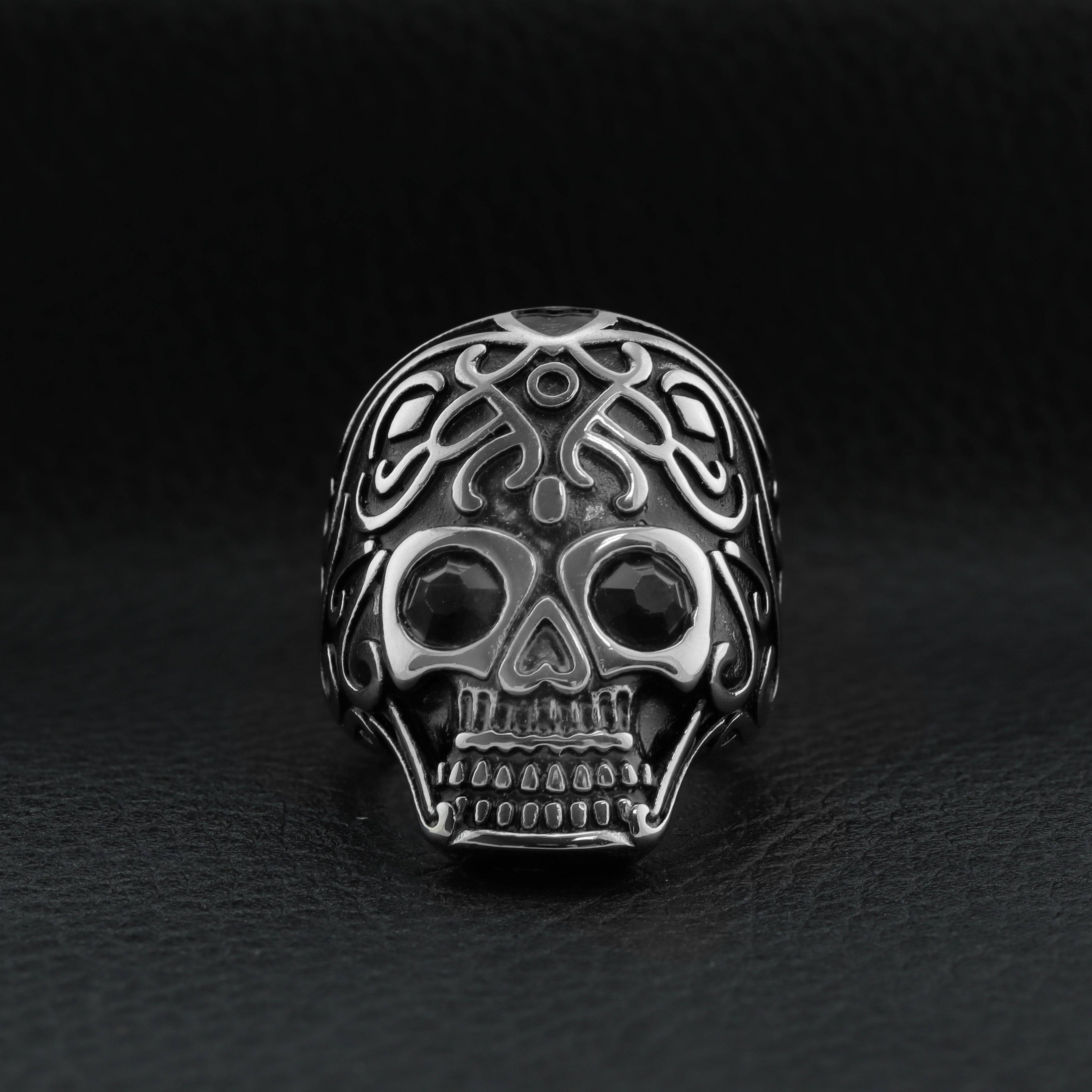 Svart CZ Eyed Skull Ring i rostfritt stål / SCR4036