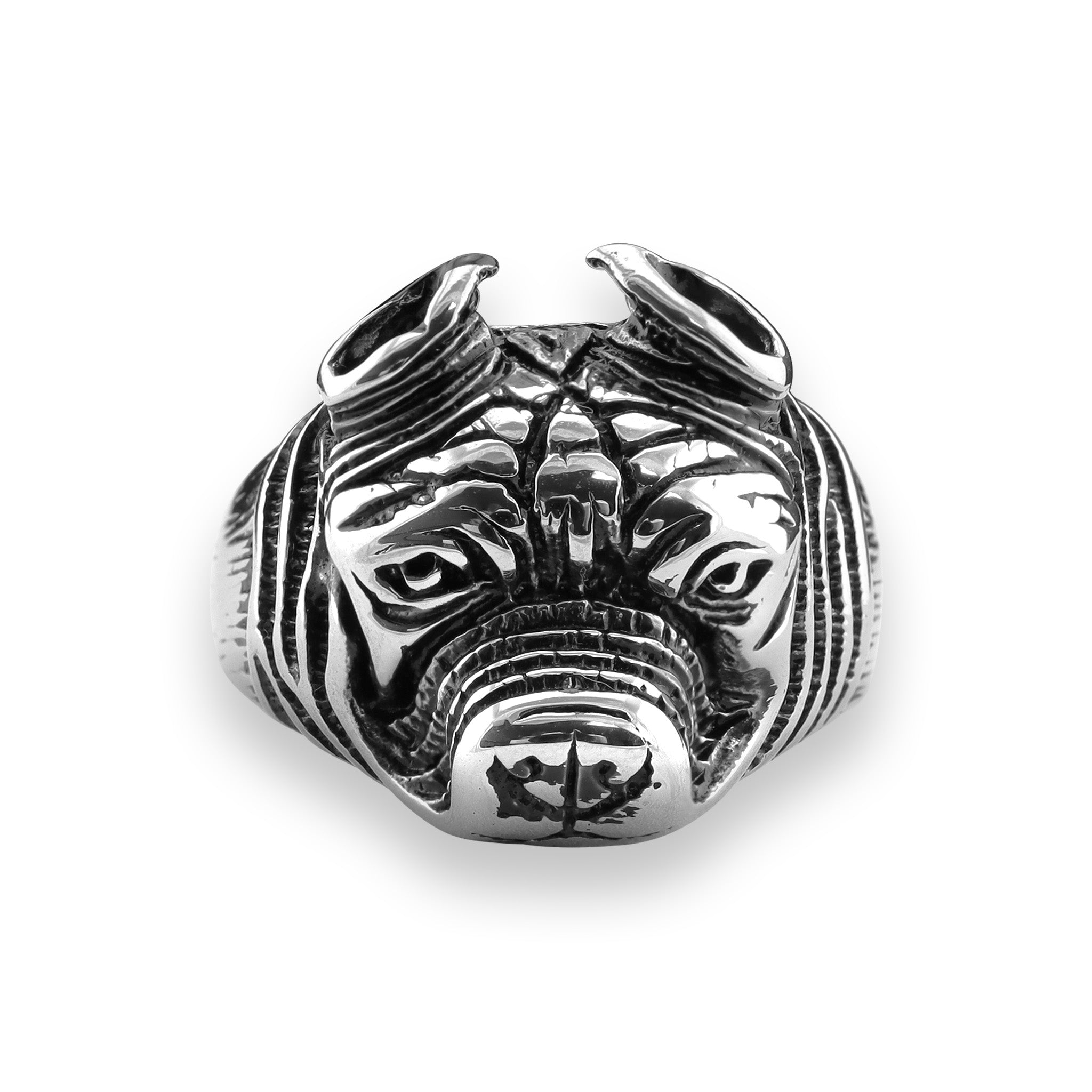 Detaljerad pit bull rostfritt stål ring / SCR4043