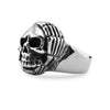 Skull With Skeleton Hands Stainless Steel Ring / SCR4069