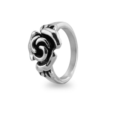 Stainless Steel Detailed Rose Ring / SCR4071