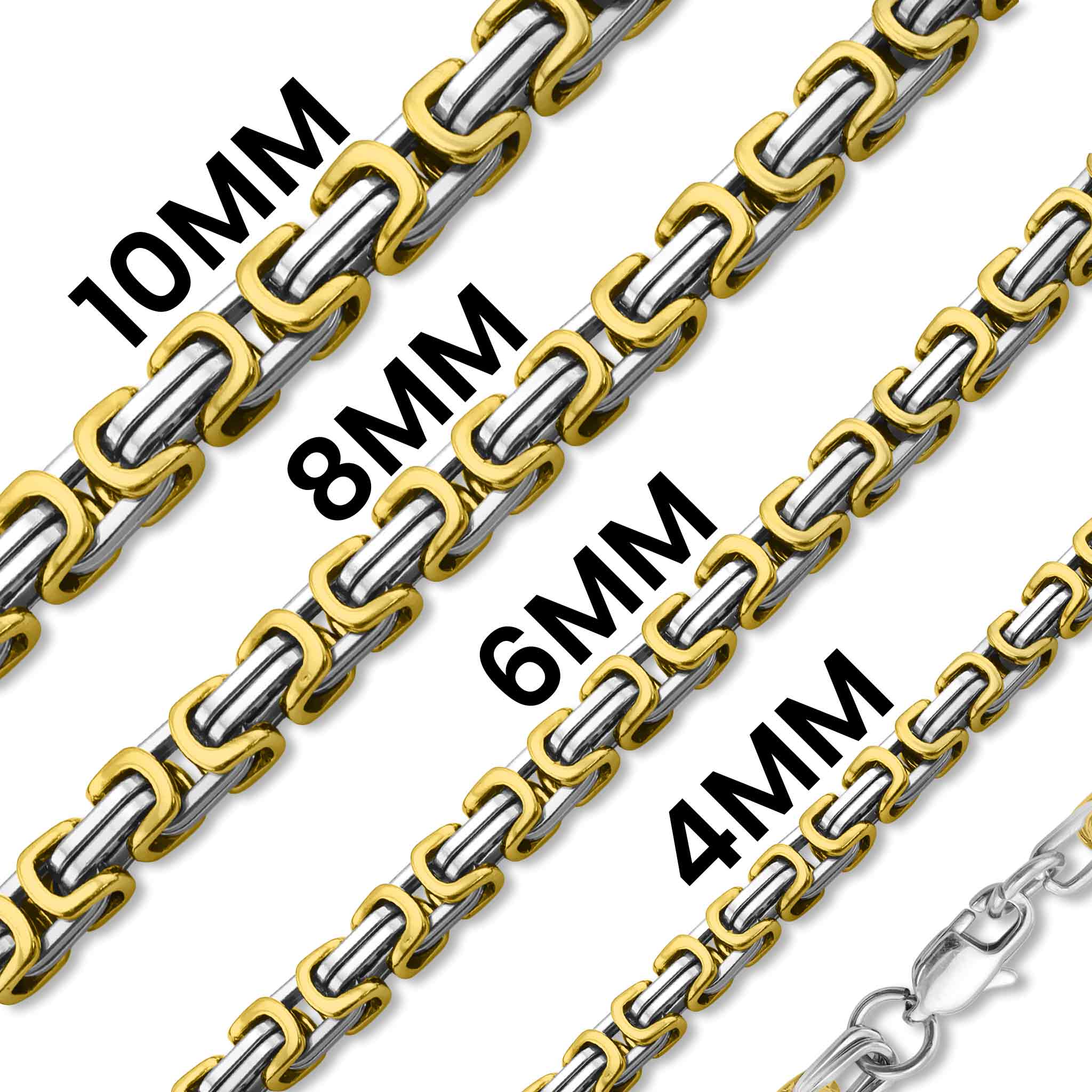 Necklaces Gold Stainless Steel Byzantine Chain Necklace Chn8504 10mm / 24 Wholesale Jewelry Website Unisex