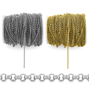 Stainless Steel 3mm Rolo Chain (unsoldered) 164' Spool 50 meter / SPL0001