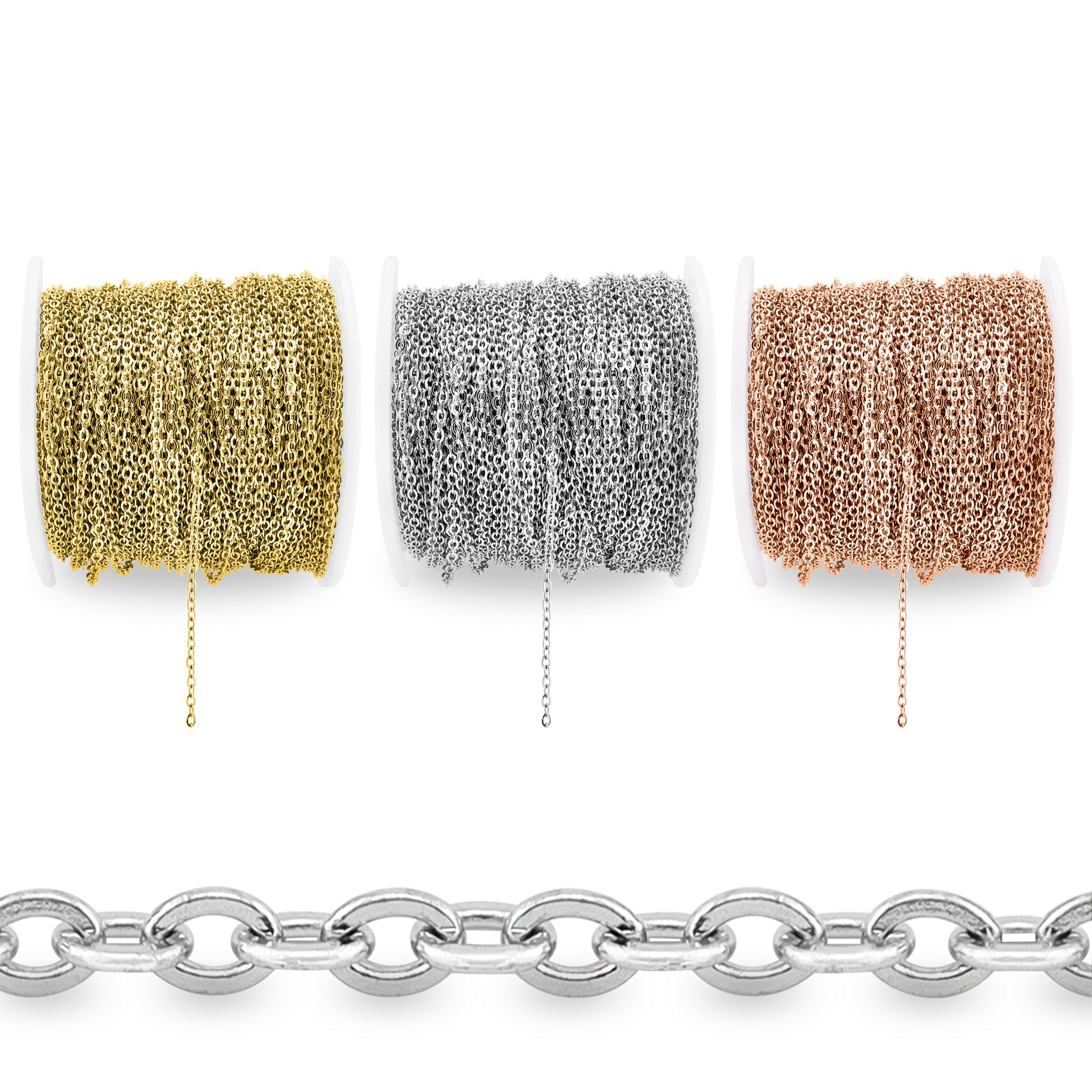 Rostfritt stål 2mm oval slingkedja 164 'spole 50 meter / spl0009