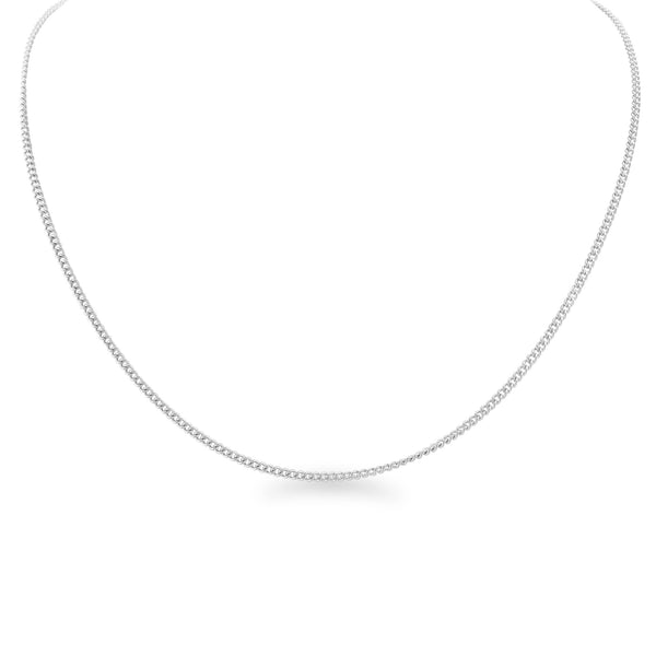 Sterling Silver Platinum Plated Diamond Cut Curb Chain / SSC0002