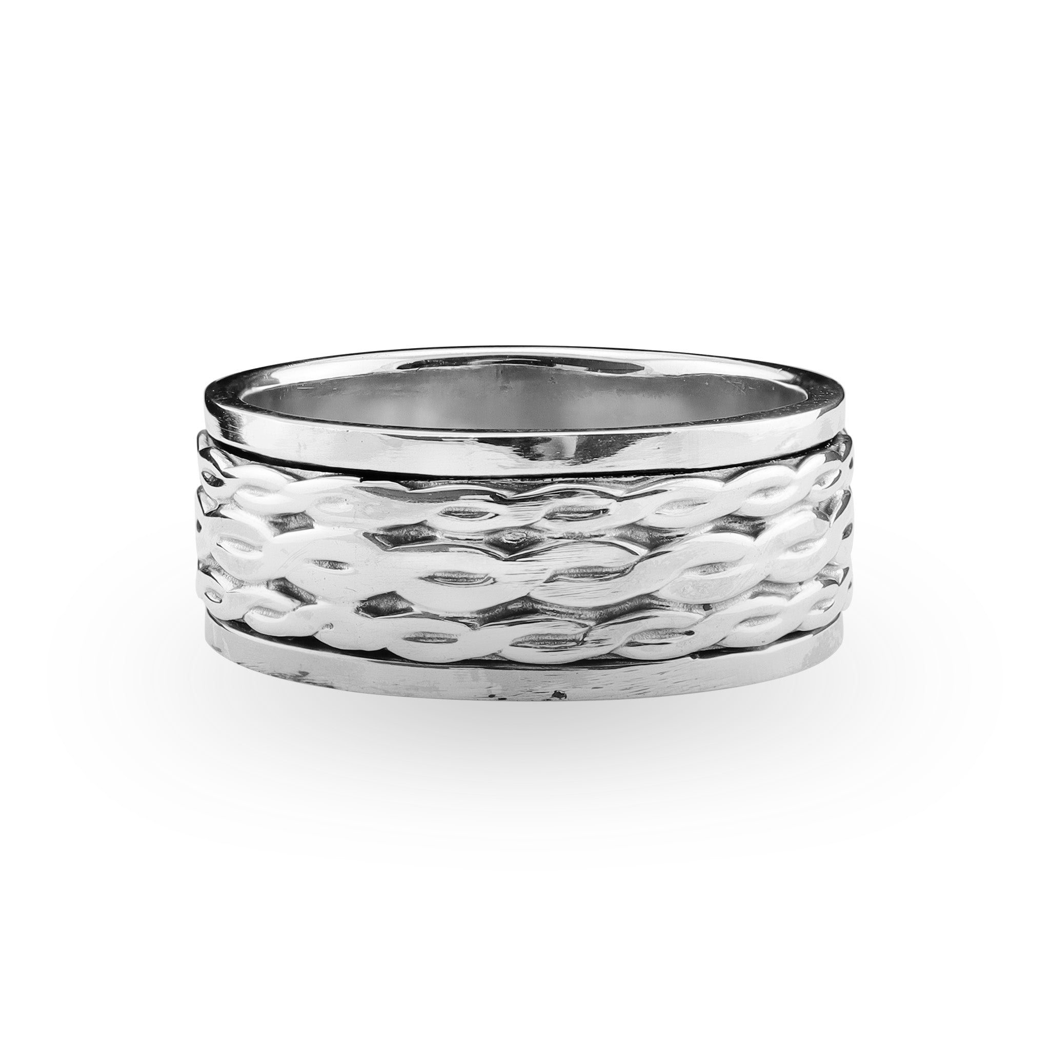 Sterling Silver Braided Triple Rope Chain Spinner Ring / SSR0029