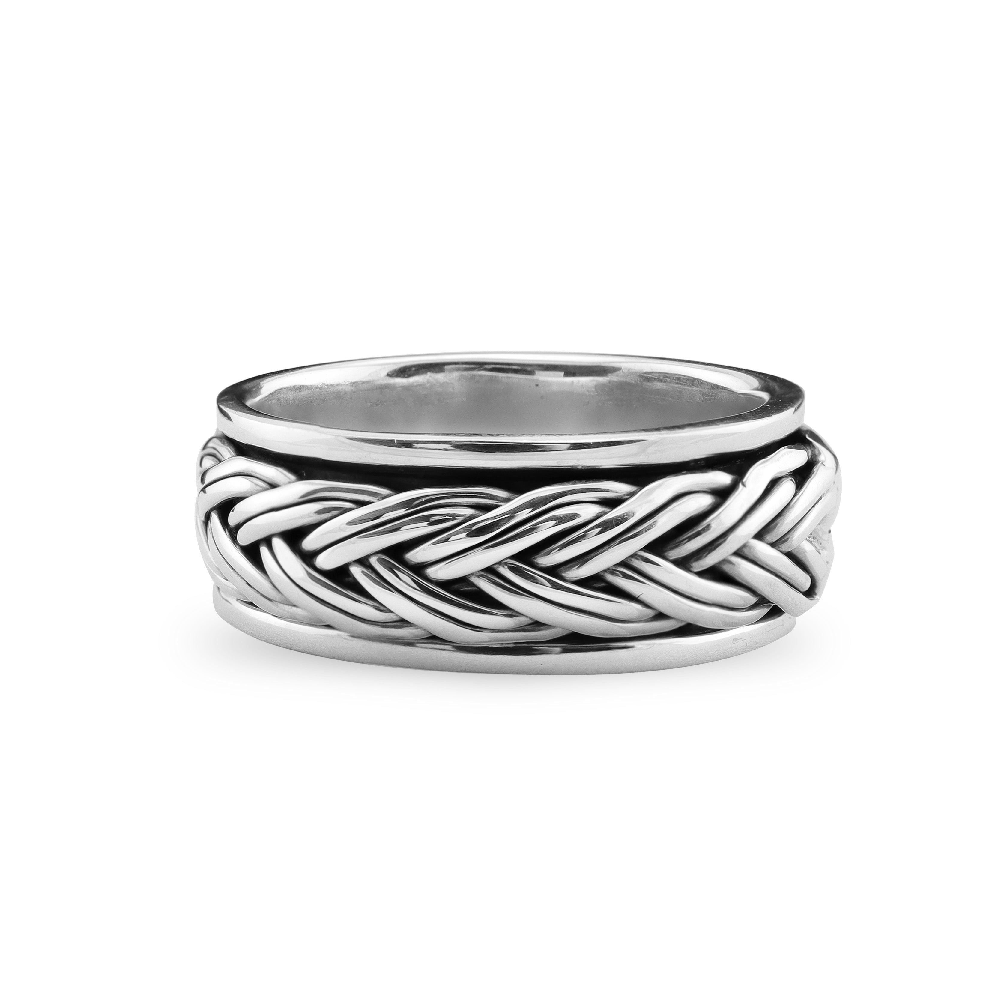 Sterling Silver Braided Rope Spinner Ring / SSR0030