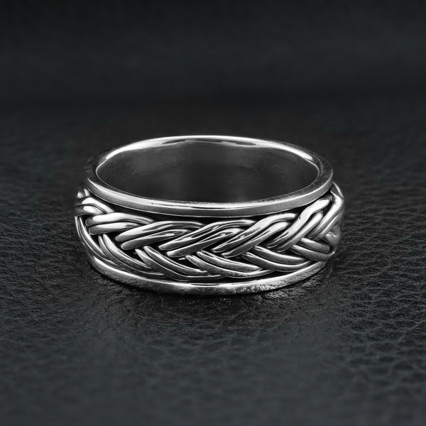 Sterling Silver Braided Rope Spinner Ring / SSR0030