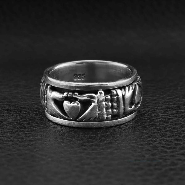 Sterling Silver Celtic Claddagh Spinner Ring / SSR0031