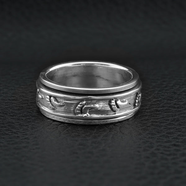 Sterling Silver Footprint Spinner Ring / SSR0046