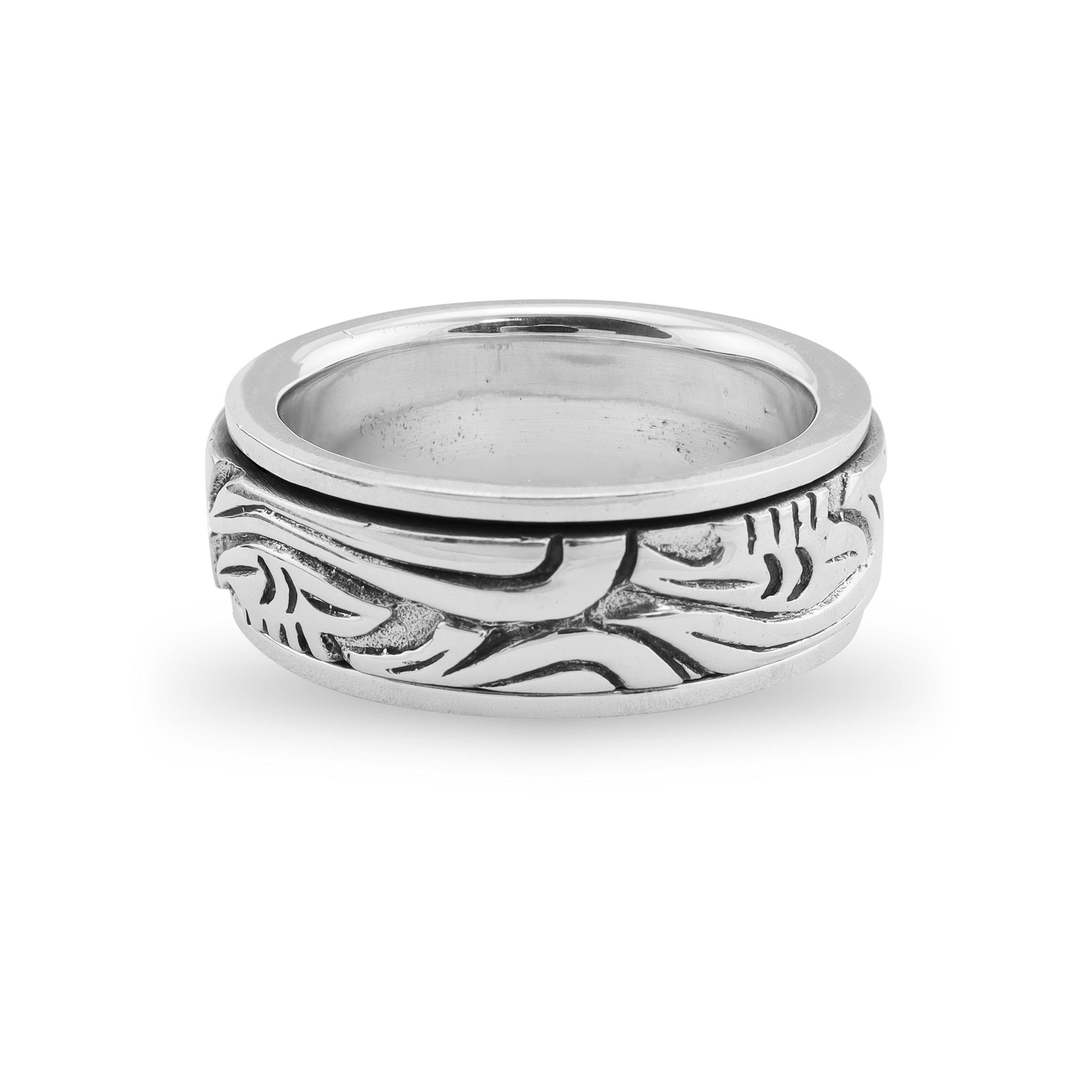 Sterling Silver Floral Spinner Ring / SSR0054