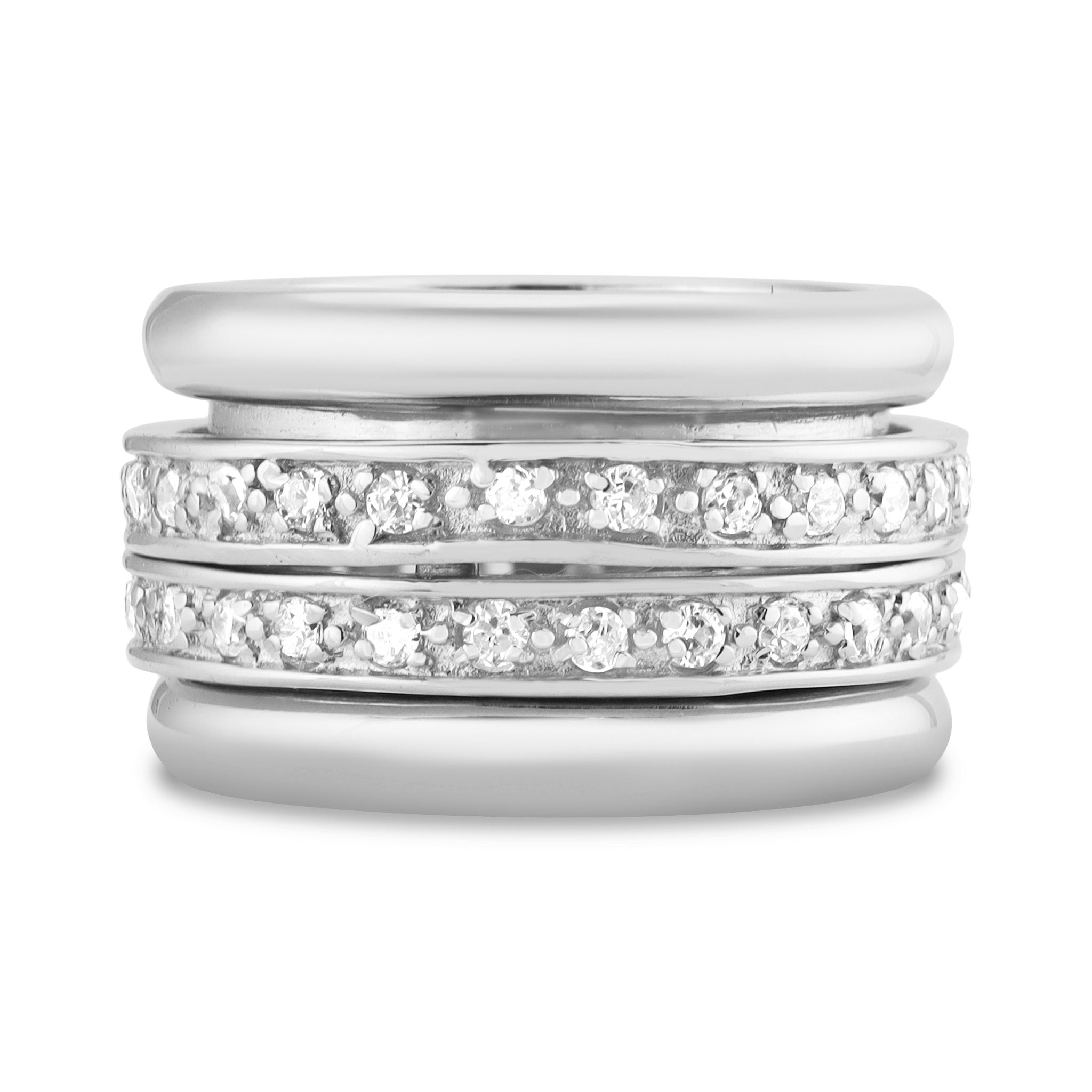 Sterling Silver Multi Band CZ Spinner Ring / SSR0191