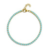 18k Gold PVD Coated Stainless Steel Turquoise Rhinestone Tennis Chain Bracelet With 1" Extension / TBR0006