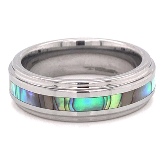 Tungsten Mother Of Pearl Center Comfort Fit Ring / TGR1008-Black Tungsten Wedding Band- Polish Tungsten- Tungsten Carbide Ring- Black Wedding Ring- Brushed Black Tungsten