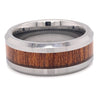 Tungsten Wood Center Comfort Fit Ring / TGR1009-Tungsten Carbide Ring- Black Wedding Ring- Brushed Black Tungsten- Dome Tungsten- Personalized Ring