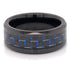 Black With Blue Accents Tungsten Comfort Fit Ring / TGR1020-Black Tungsten Wedding Band- Polish Tungsten- Tungsten Carbide Ring- Black Wedding Ring- Brushed Black Tungsten