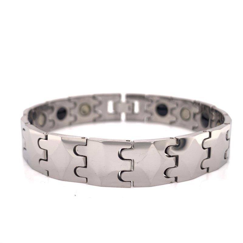 Tungsten Magnetic Bracelet / TNB0003-Polish Tungsten- Tungsten Carbide Bracelet- Tungsten Link Chain Bracelet- Brushed Black Tungsten- Dome Tungsten Bracelet