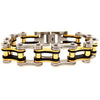 Stainless Steel Black And 18K Gold PVD Coated Bike Chain Bracelet / WCB1005-stainless steel mens jewelry- jewelry stainless steel- stainless steel jewelry made in china- wholesale stainless steel jewelry- does stainless steel jewelry tarnish