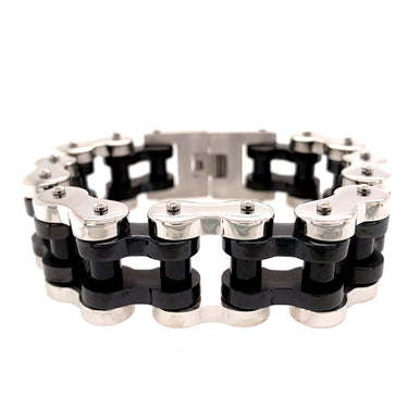 Stainless Steel and Black Bike Chain Bracelet WCB1015