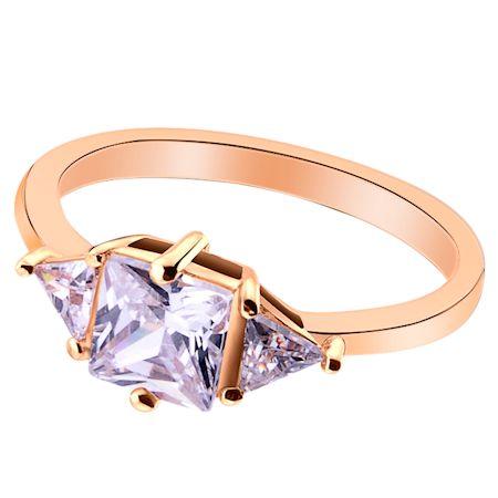 Purple CZ With Accent CZ Stones Rose Gold Over Brass Ring / FSR0008