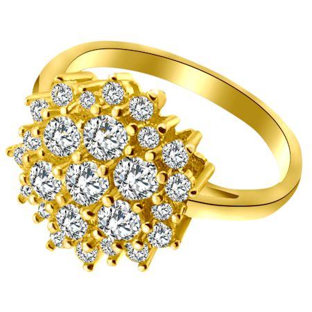 Sunburst CZ With Accent CZ Stones Gold Over Brass Ring / FSR0009