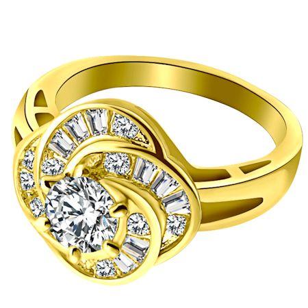 CZ med accent CZ -stenar guld över mässingsring / FSR0012