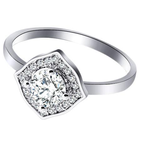 CZ med Accent CZ Stones White Gold Over Brass Ring / FSR0014