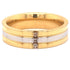 Gold Groove Pattern Flat Stainless Steel CZ Ring / ZRJ0029