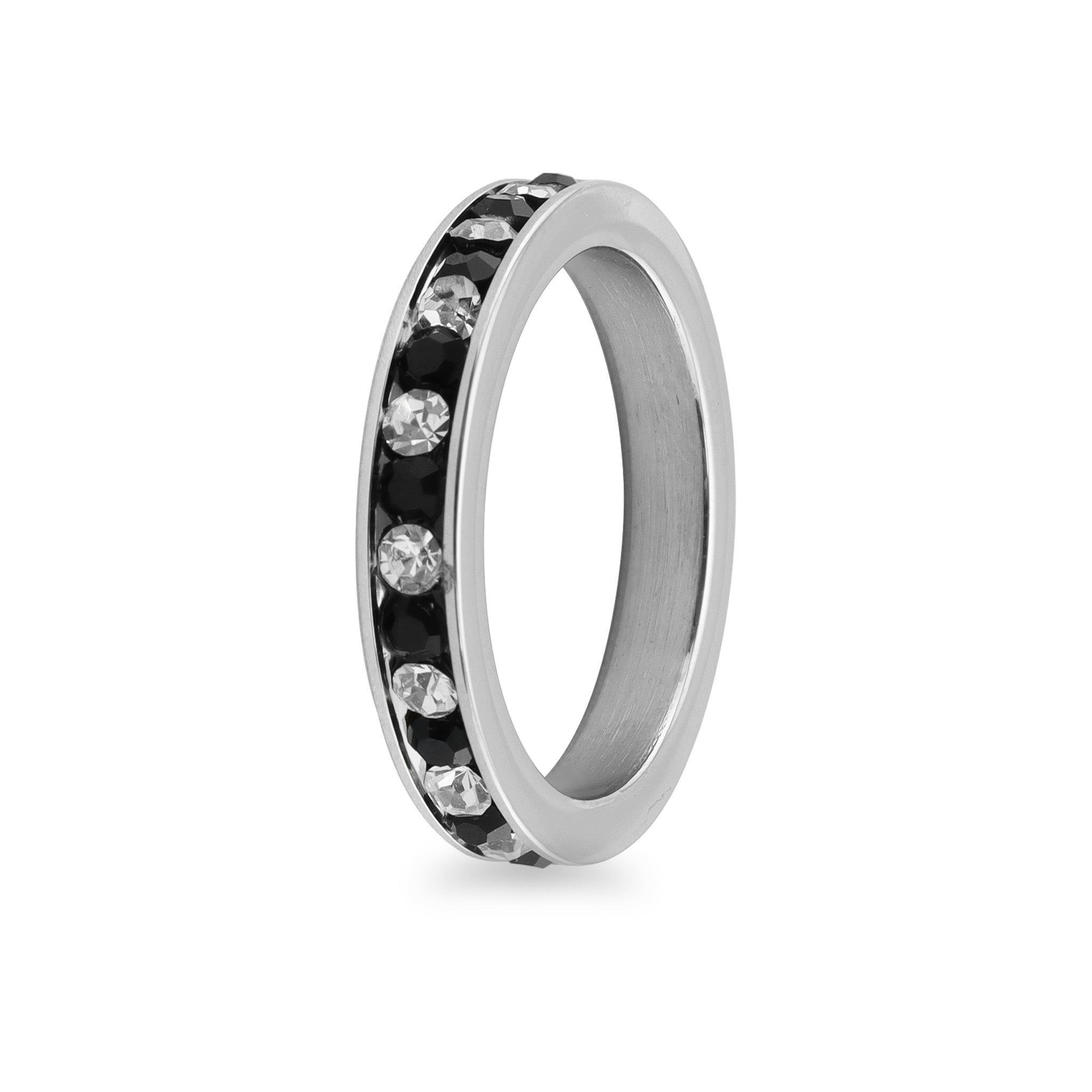 Black & Clear CZ Center Cubic Ring